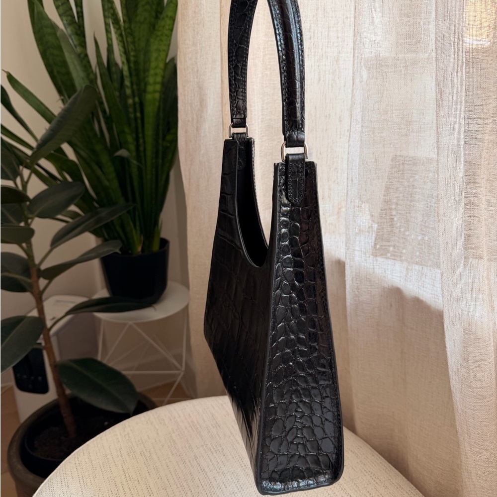 STAUD Rey Bag - Black Croc-Embossed Shoulder Bag - Picture 9 of 16